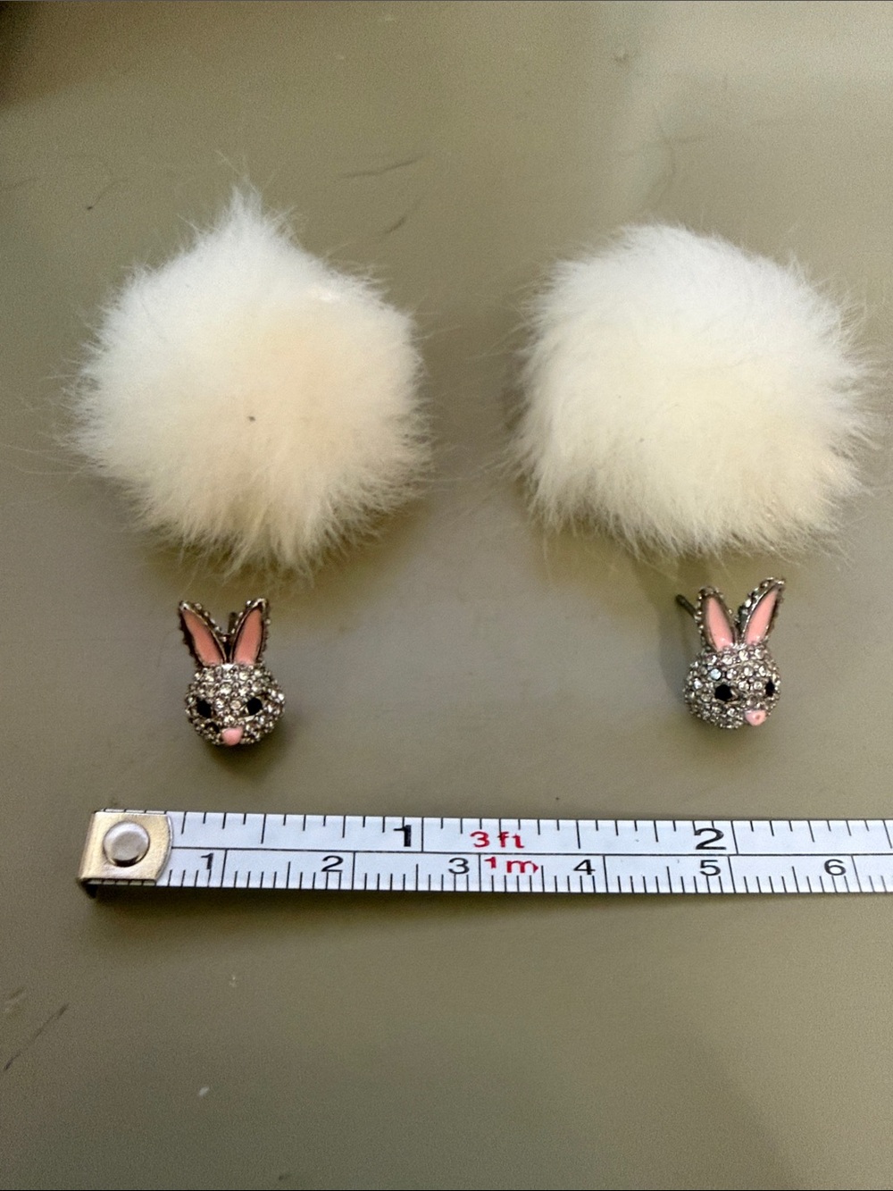 kate spade White Pom Bunny Charm Earrings with Pink Accents
